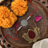 Vriksham Rakshabandhan Oxidized Sliver Lotus Flower Rakhi-RB162